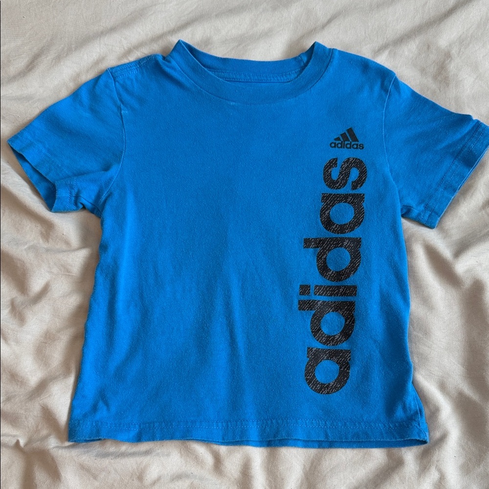 Adidas Kids Bright Blue Tee with Black Logo